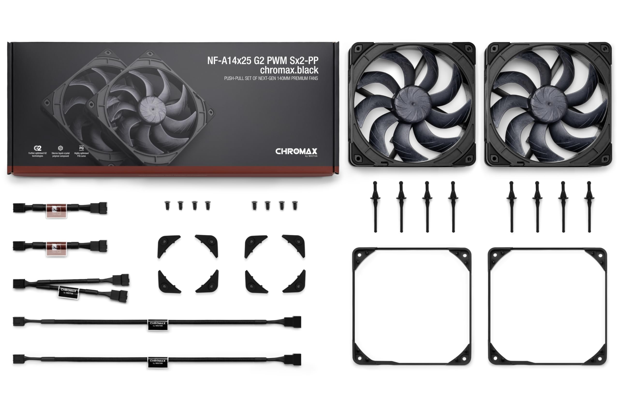 noctua-nf-a14x25-g2-pwm-chromax-black-doppell-fterset-2-140-mm-mit-lna-und-split image 4