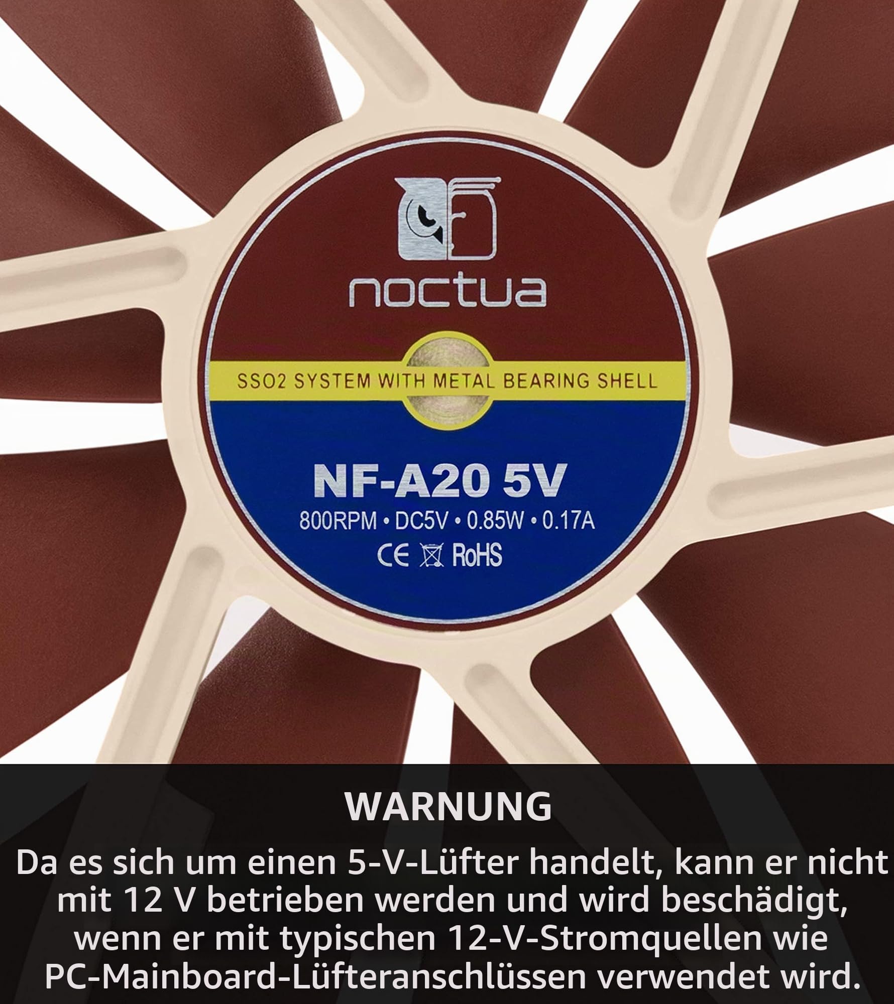 noctua-nf-a20-5v-leiser-200mm-premium-l-fter-5v-3-pin-800-rpm-sso2-lager image 3