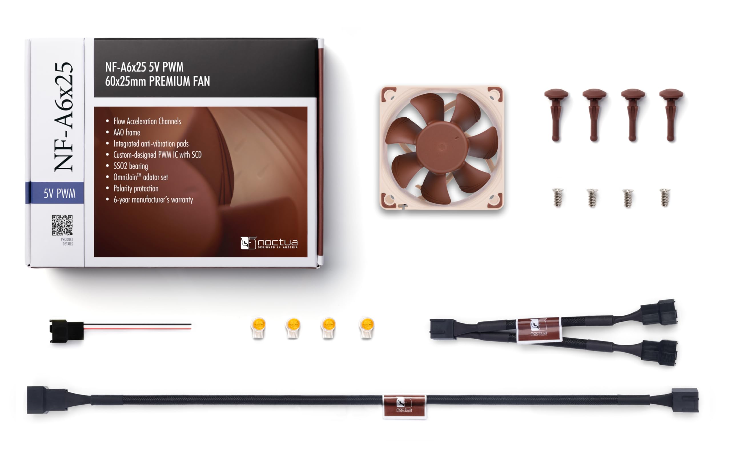 noctua-nf-a6x25-5v-pwm-leiser-60-mm-hochleistungsl-fter-4-pin-3000-u-min image 5