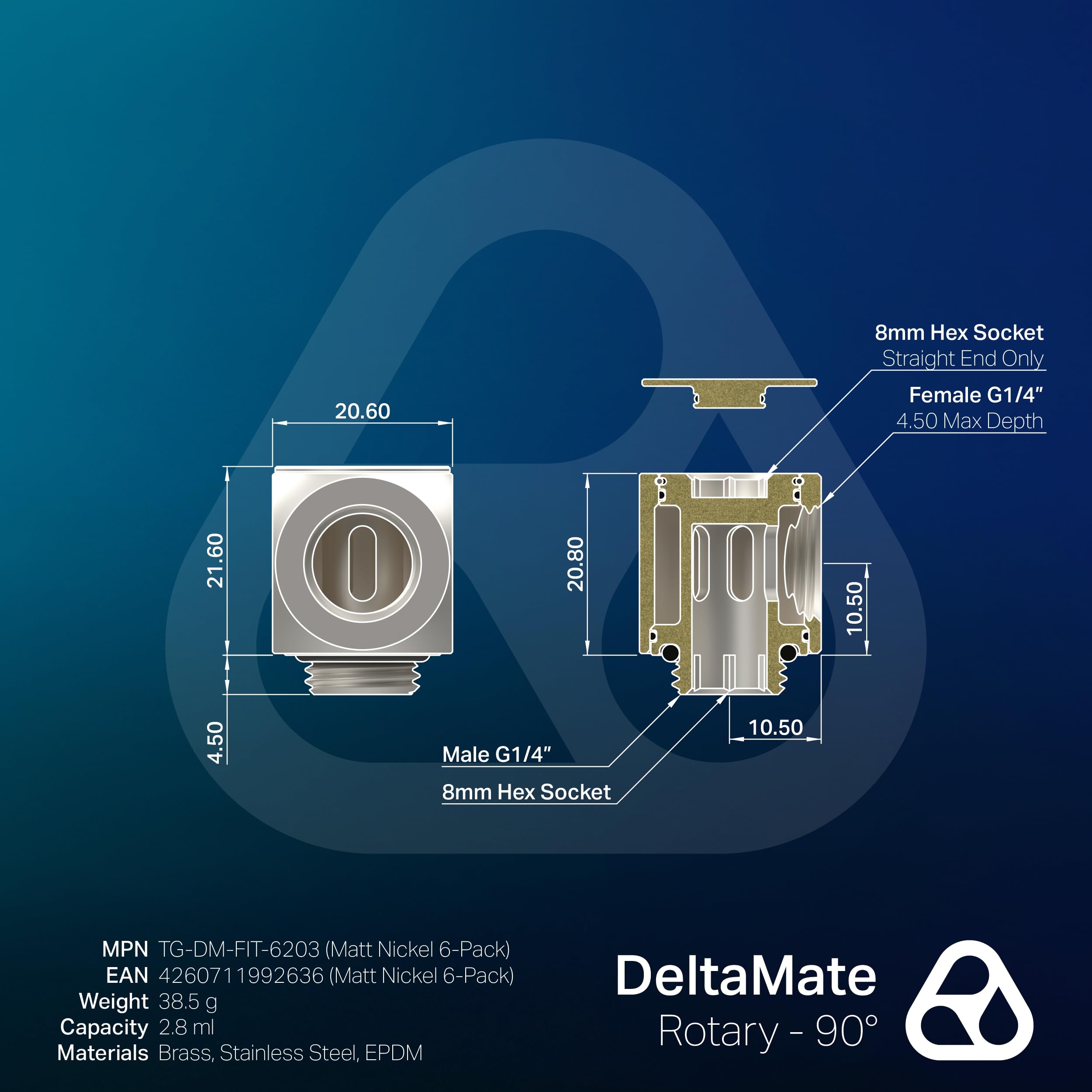 thermal-grizzly-deltamate-rotary-90-6er-pack-drehbare-fittings-matt-vernickelt image 6